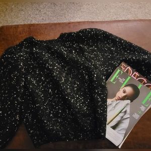 ZARA Crew Neck Black and Gold Fleck knit Sweater